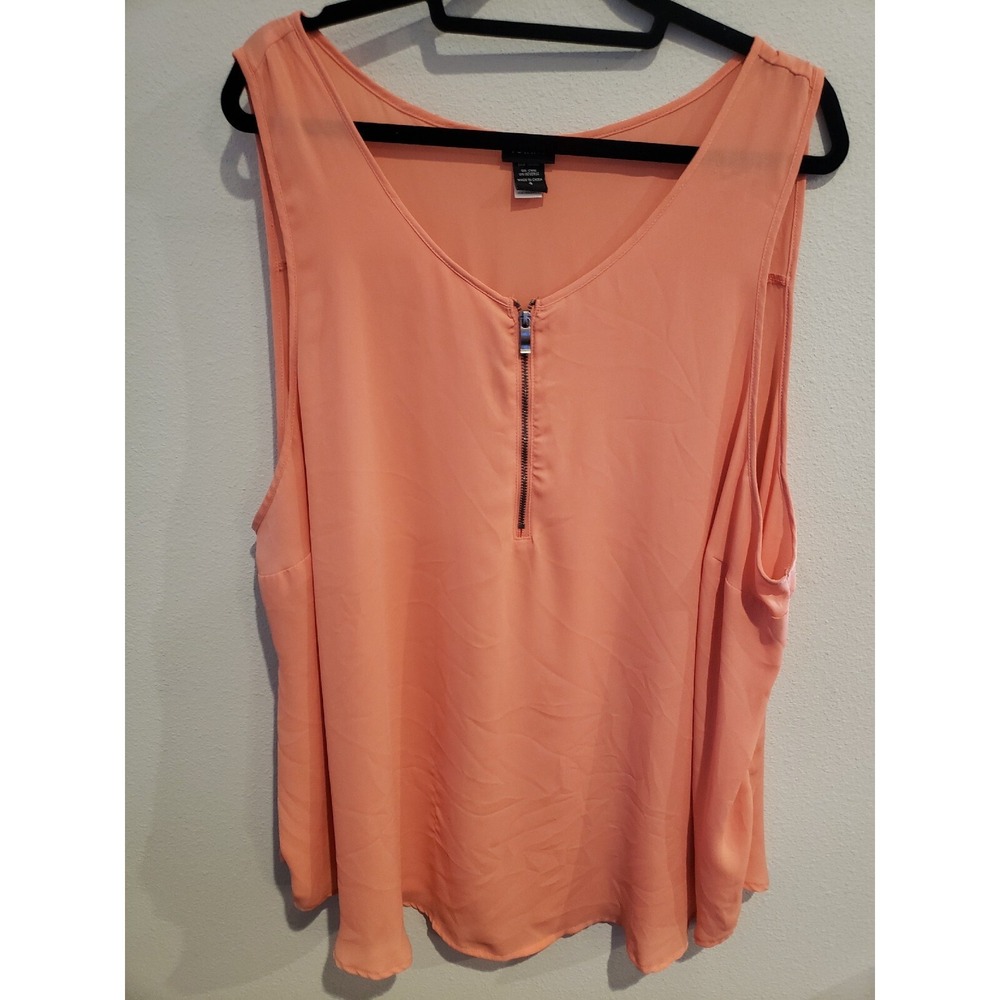 Torrid Zip Front Georgette Chiffon Semi-sheer Tank Top Coral Plus Size 4 4X